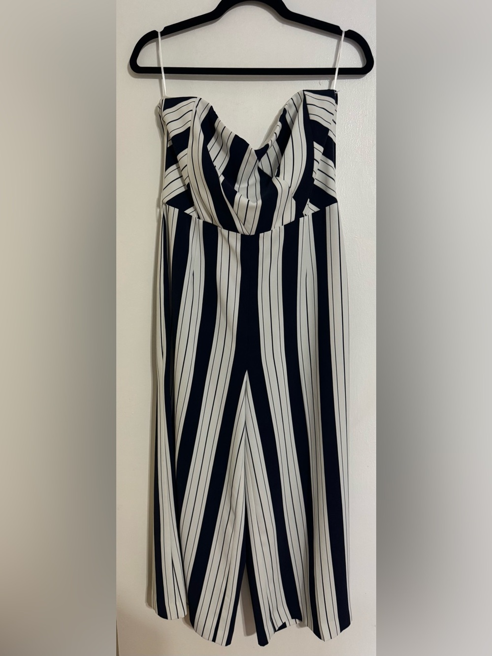 H&M Navy and White Vertical Stripe Jumper Size 12
